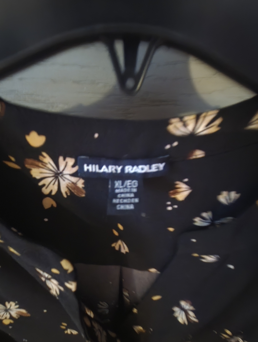 Hilary Radley Black Floral Top with Yellow & Cream Blooms